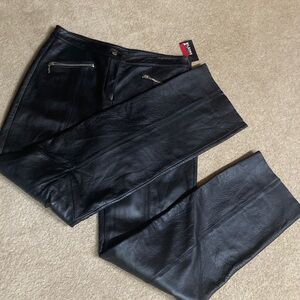 WILSON LEATHER Black Maxima Genuine Leather Moto Biker Pants Fully Lined Sz 10